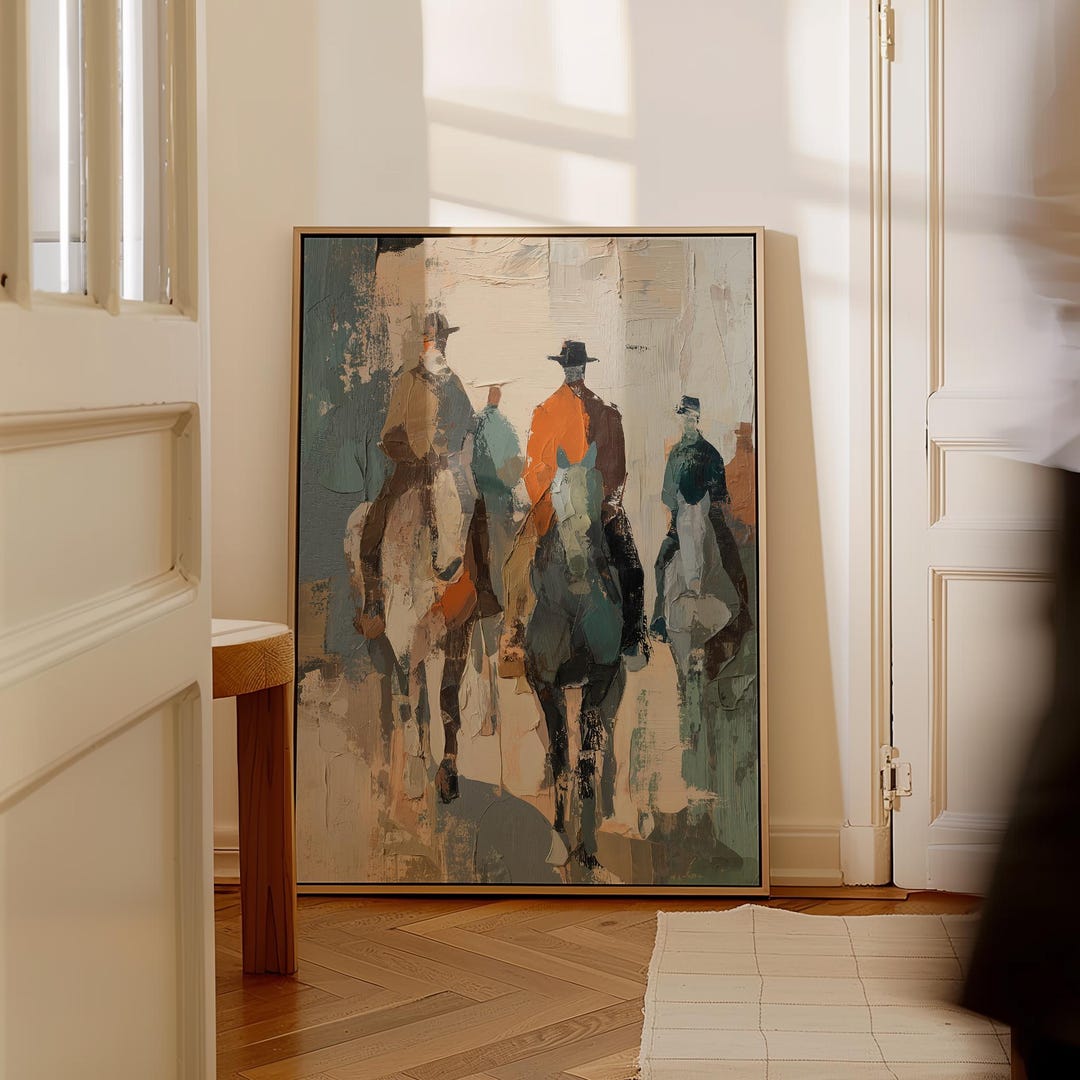 Abstract Cowboy Art Print, Modern Western Horse Rider Painting ...