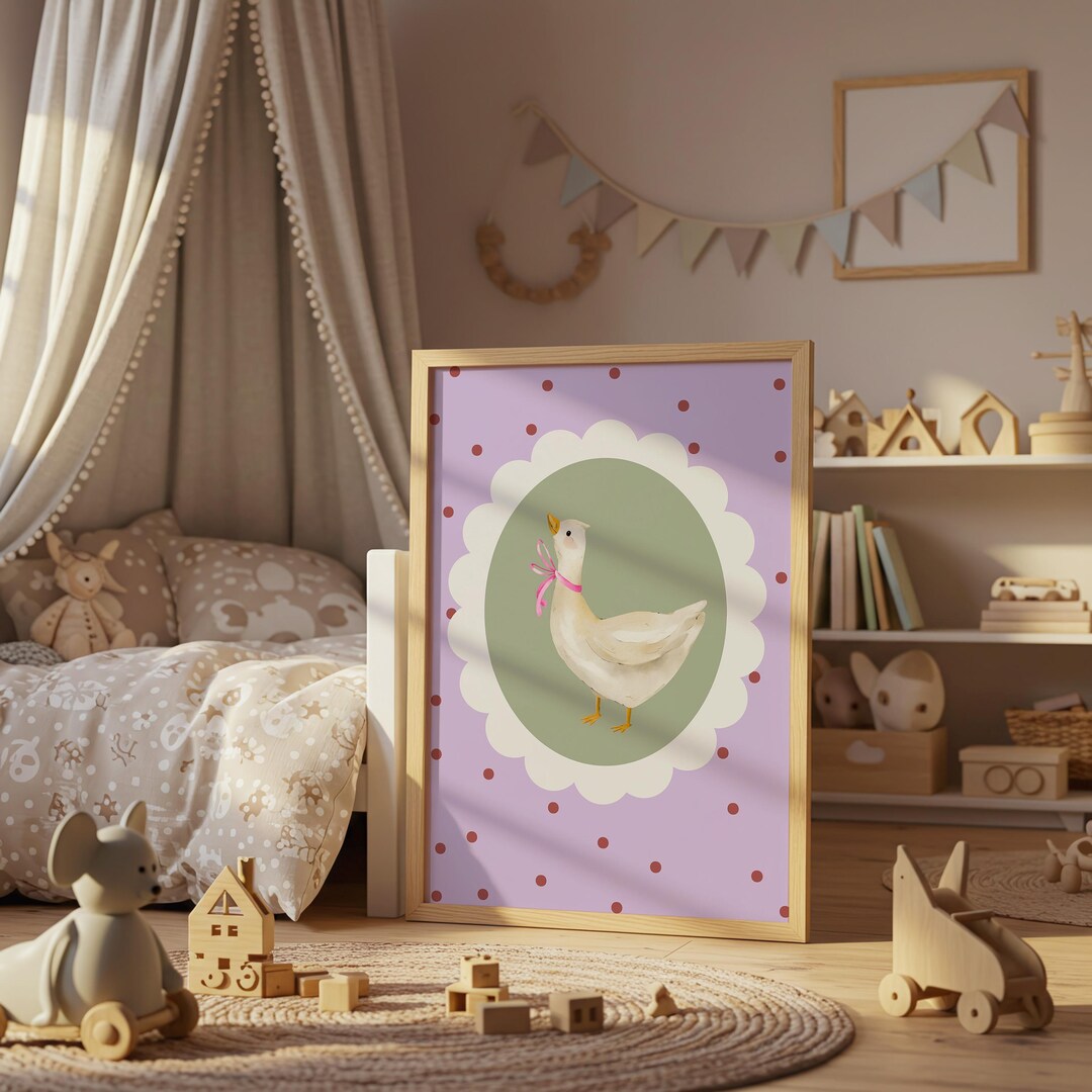 Silly Goose Wall Art | Soft Minimal Art Print | Pastel Purple Print ...