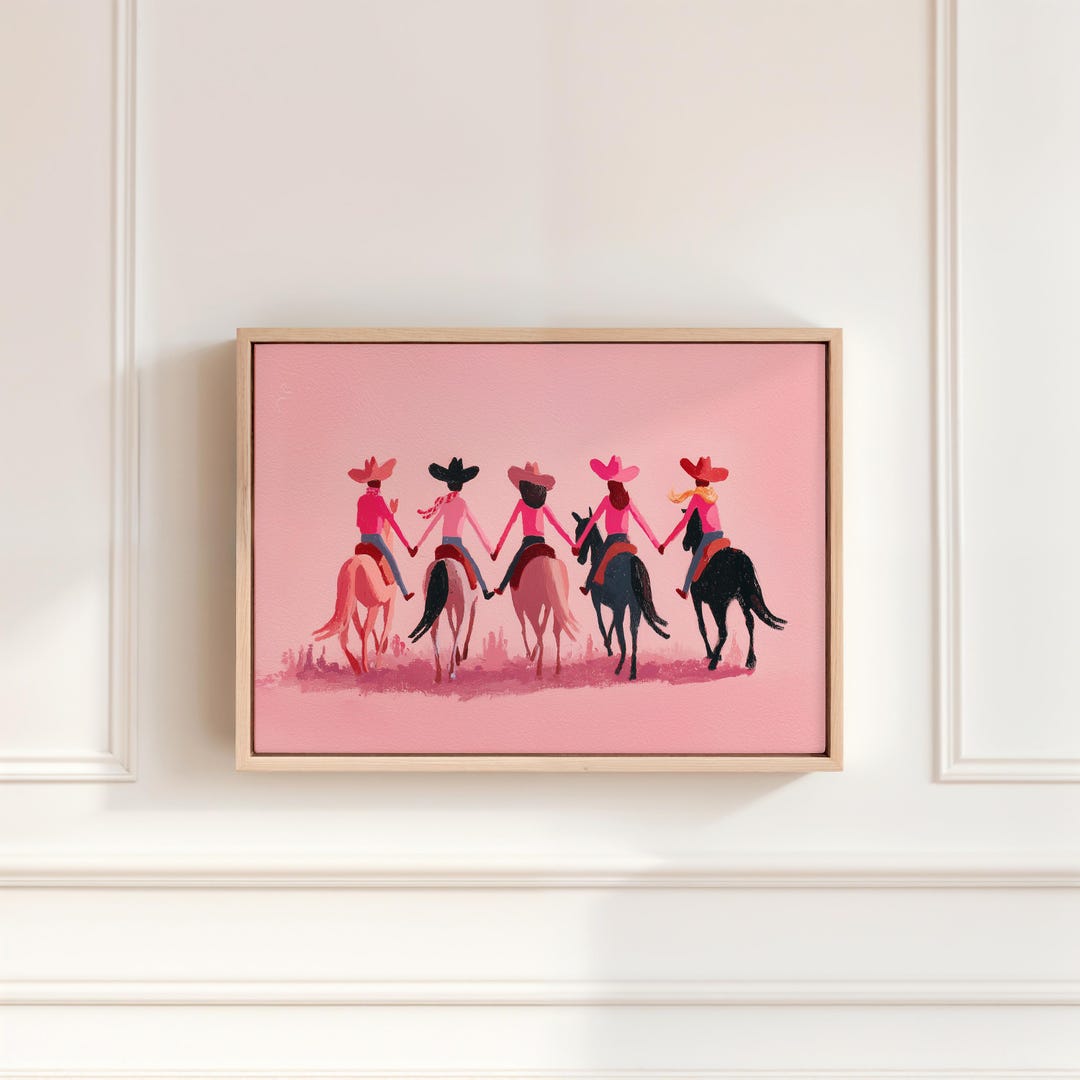 Cowgirl Wall Art Print, Pink Cowboy Decor, Cowgirl Nursery Painting ...