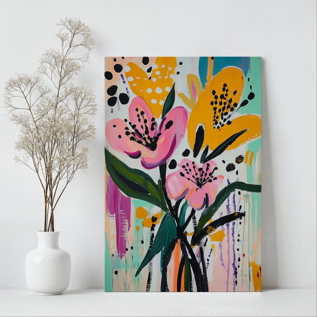 Abstract Floral Painting Print | Modern Flowers Wall Decor | Botanical ...
