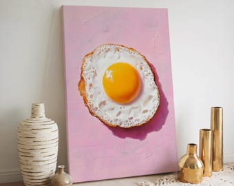 Sunny Side Up Egg Print | Fried Egg Wall Art | Egg Painting Print | Food Wall Art | Modern Kitchen Art | Brunch Art | Playful Kitchen Art