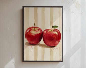 Red Apple Painting Print | Apple Art | Botanical Wall Art | Red Apple Poster | Country Kitchen Decor | Modern Fruit Art | Still Life Fruit