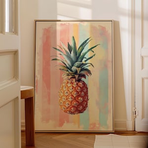 Pineapple Painting Print | Tropical Fruit Art | Pineapple Artwork | Colorful Pineapple Poster | Summer Kitchen Decor | Beach House Art Print