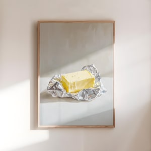 Butter Painting Print | Butter Still Life Art | Butter Wall Art | Butter on Table Art | Cozy Food Art | Food and Drink Art | Kitchen Art