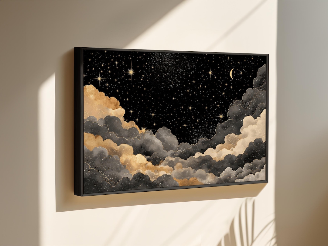 Starry Night Wall Art Print Celestial Cloud Painting Galaxy Wall Decor ...