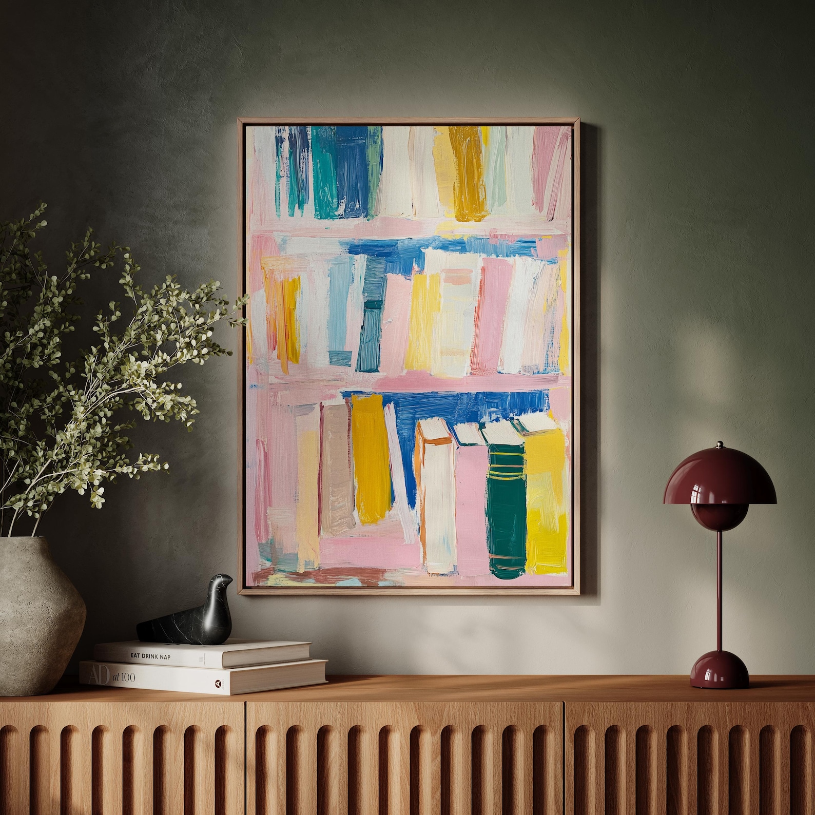 Book Art Print | Abstract Books Painting | Library Decor | Reading Art ...