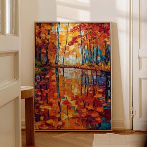 Maple Leaves Painting Print Wall Art | Fall Leaves Wall Decor | Autumn Wall Art | Autumn Landscape Art | Vibrant Leaf Art | Seasonal Art