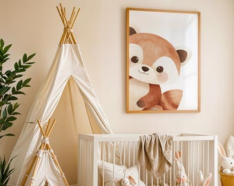 Watercolor Red Panda Print Wall Art | Cute Red Panda Wall Decor | Baby Panda Art| Animal Nursery Art | Cute Wildlife Art | Forest Animal Art
