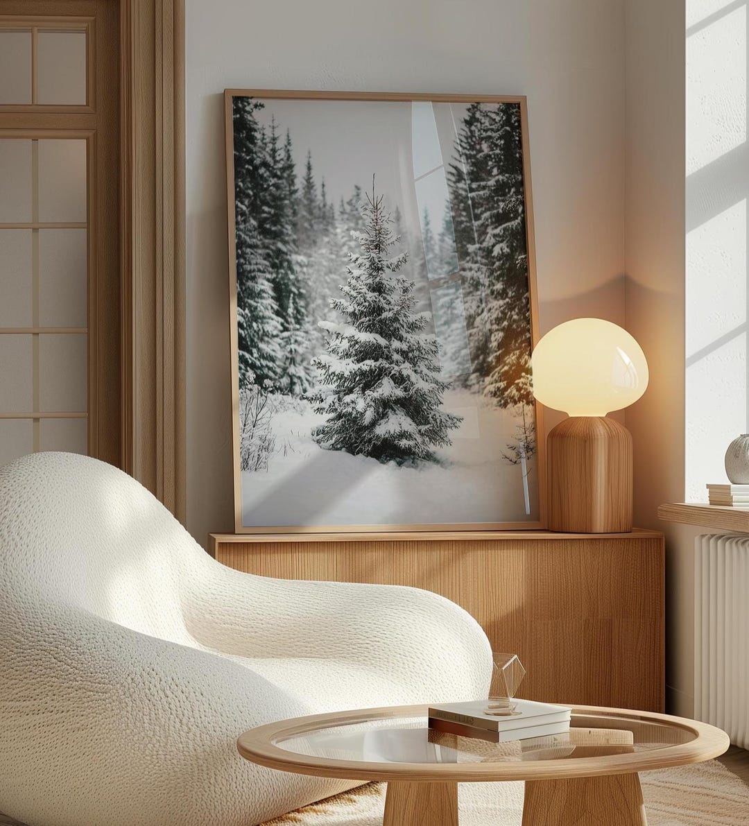Snowy Christmas Tree Photography Print, Winter Forest Wall Art ...