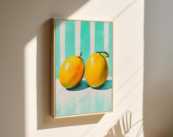 Mango Painting Print | Mango Wall Art | Mango Poster | Pastel Fruit Artwork | Tropical Kitchen Decor | Summer Fruit Decor | Tropical Fruit