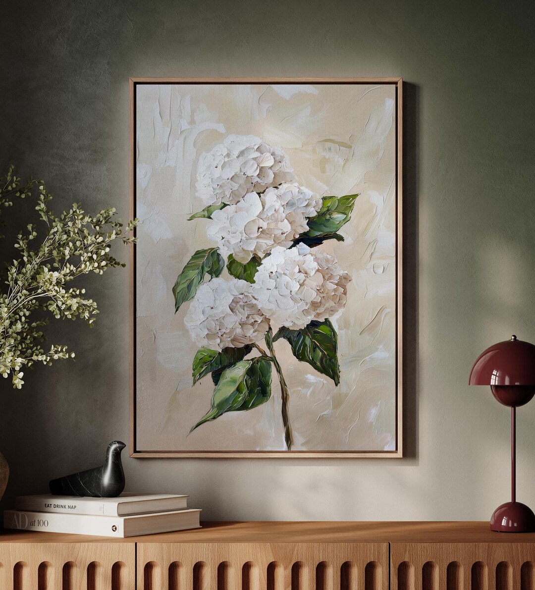 Floral Painting Print Wall Art | White Hydrangea Wall Decor | Hydrangea ...