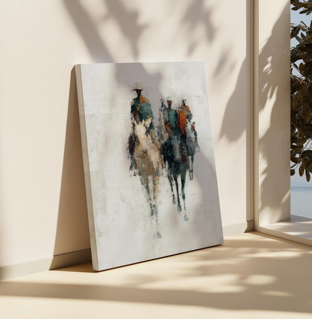 Abstract Cowboy Art Print, Modern Western Horse Rider Painting ...