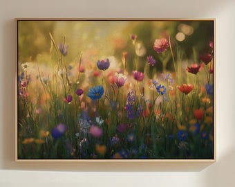 Wildflower Painting Print Wall Art | Vibrant Flowers Wall Decor | Meadow Artwork | Flowers Wall Art | Floral Field Art | Colorful Landscape