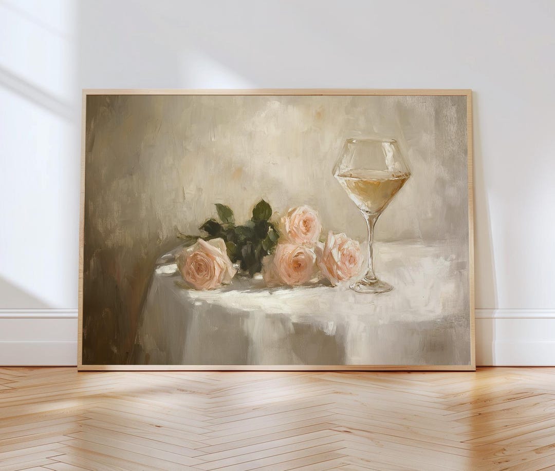 Pink Roses Painting Print Wall Art | Vintage Floral Art | Floral Oil ...