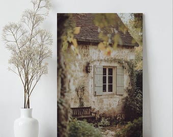 Countryside Painting Print | Cottage Wall Art | Cottage Garden Wall Decor | Floral Cottage Art |  Peaceful Nature Art | Shabby Chic Wall Art