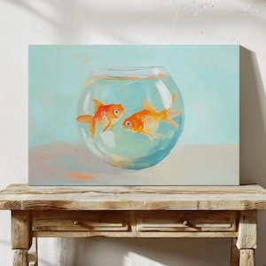 Goldfish Painting Print | Cute Fish Wall Art | Aquarium Wall Decor | Pet Fish Artwork | Whimsical Fish Art | Minimalist Fish Art