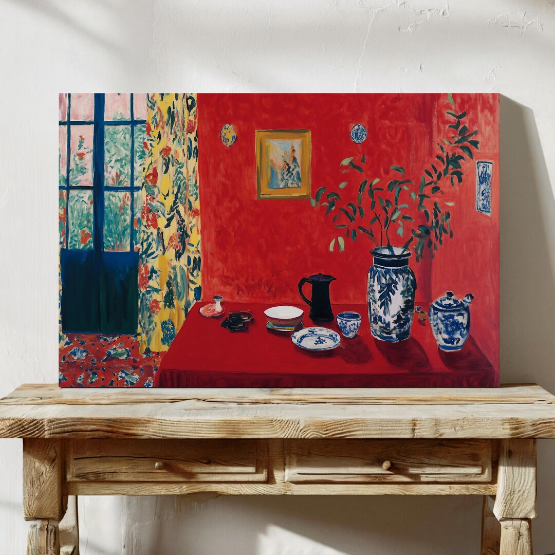 The Red Art Print – Vintage Abstract Oil Painting Print, Mid Century ...