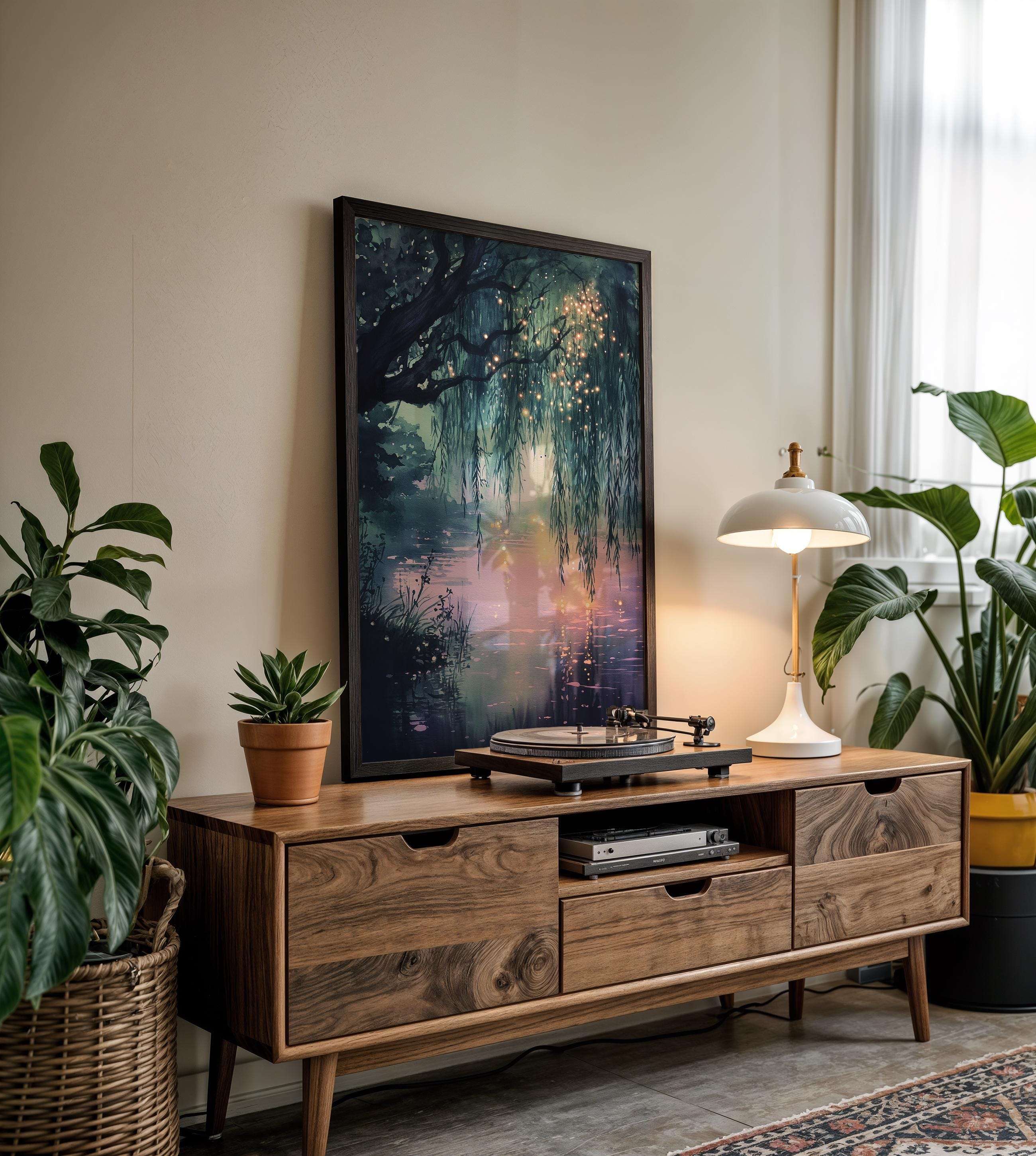 Enchanted Forest Painting Print | Fantasy Lake Artwork | Fairytale ...