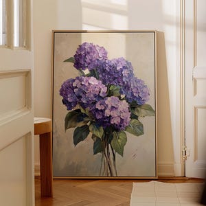Floral Painting Print Wall Art | Purple Hydrangea Wall Decor | Hydrangea Wall Art | Floral Art | Elegant Flowers Art | Textured Painting