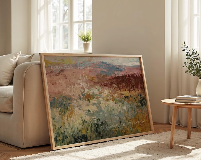 Featured listing image: Abstract Landscape Print, Colorful Nature Art, Impressionist Scenic Painting, Modern Landscape Decor, Statement Art for Living Room Bedroom