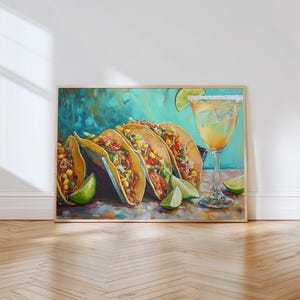 Taco Painting Print | Taco Wall Art | Mexican Cuisine Art | Cocktail Art | Food and Drink Painting | Modern Kitchen Decor | Taco Tuesday