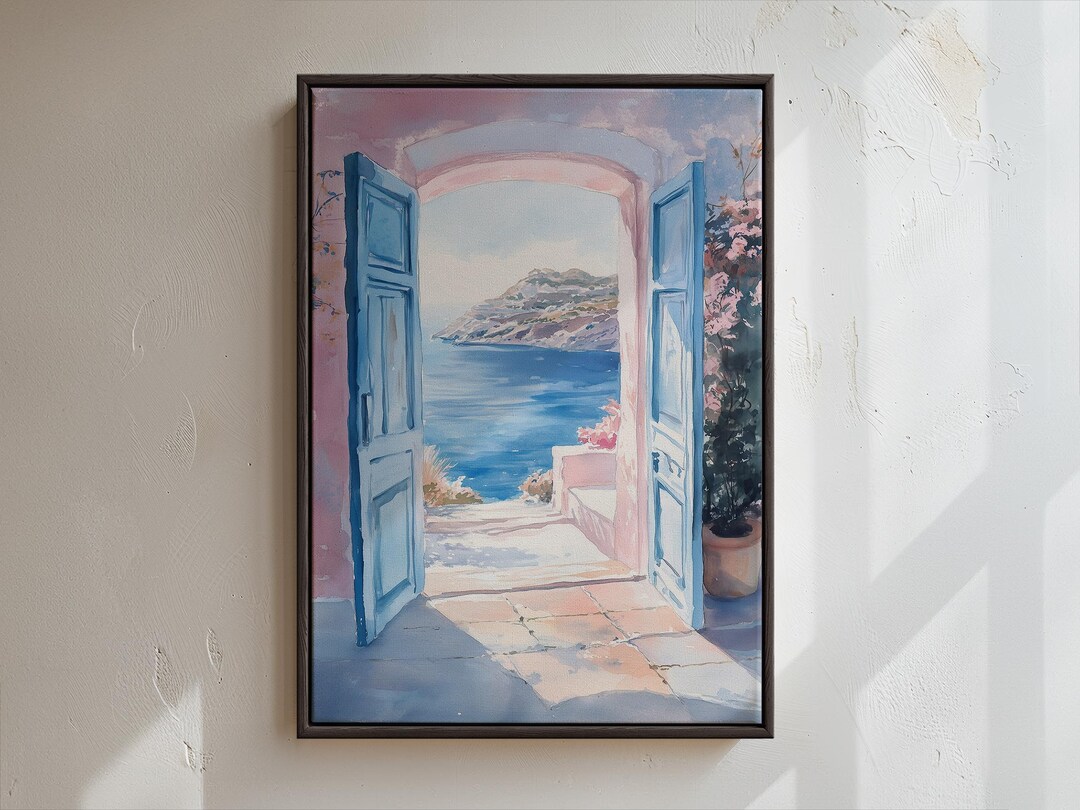 Coastal View Painting Print Wall Art | Seaside Window Scene | Ocean ...