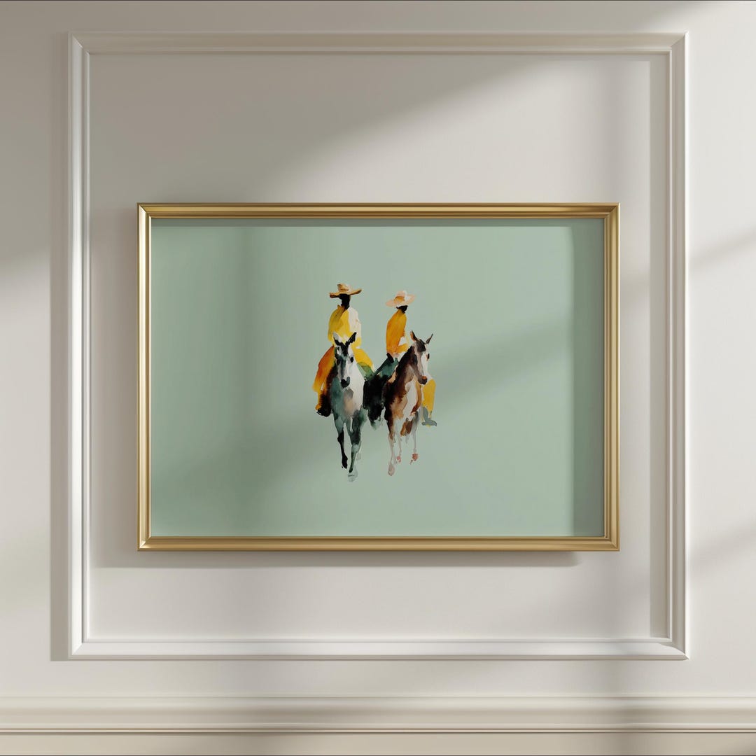Abstract Cowboy Art Print, Modern Western Horse Rider Painting ...