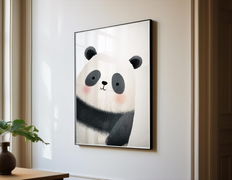 Cute Panda Nursery Art Print, Watercolor Panda Painting, Pastel Animal ...