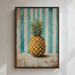 Pineapple Painting Print | Tropical Fruit Art | Pineapple Artwork | Colorful Pineapple Poster | Summer Kitchen Decor | Beach House Art Print