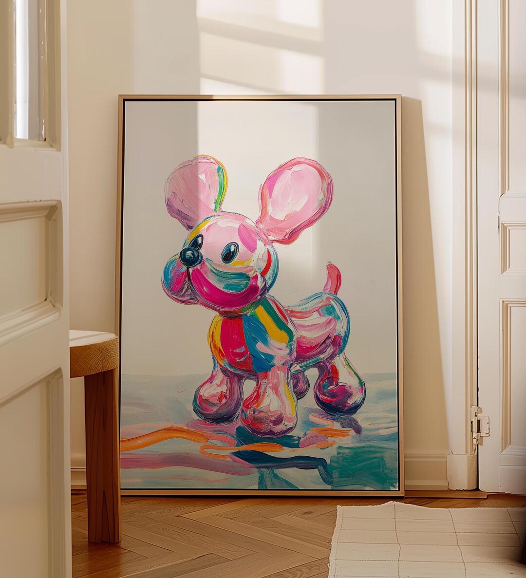 Colorful Dog Painting Print | Rainbow Puppy Wall Art | Furry Friends