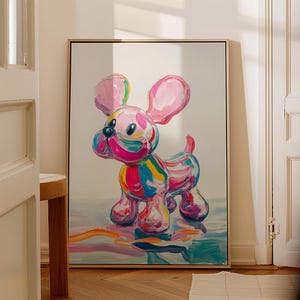 Colorful Dog Painting Print | Rainbow Puppy Wall Art | Furry Friends Painting | Cute Dog Wall Decor | Modern Dog Art | Dog Lovers Gift