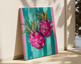 Dragon Fruit Painting Print | Dragon Fruit Wall Art | Tropical Fruit Art | Pastel Fruit Artwork | Vibrant Fruit Art | Colorful Kitchen Art