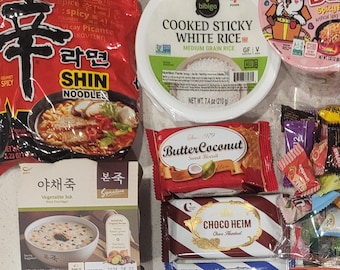Get Well Soon Care Package, Korean Snacks & Comfort Food, Tea bags, Korean Noodles, Rice Gift Box, Care Giving Gift, Asian Comfort Gift Box