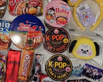 K-Pop Snack Box, BTS Korean Snacks and Cup Noodle Box, Korean Snack Box, Gift for friends, Gift for BTS Fans, K Food, K-pop Lovers Snacks