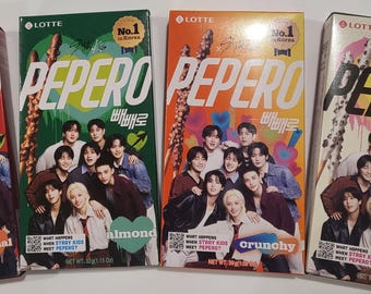 4 pack - Korean Stray Kids Pepero Snack, STAY Gift, Korean Snack, Chocolate Cookie Sticks, Kpop Lovers, K-Pop Pepero Gift, Gift for Kpop Fan