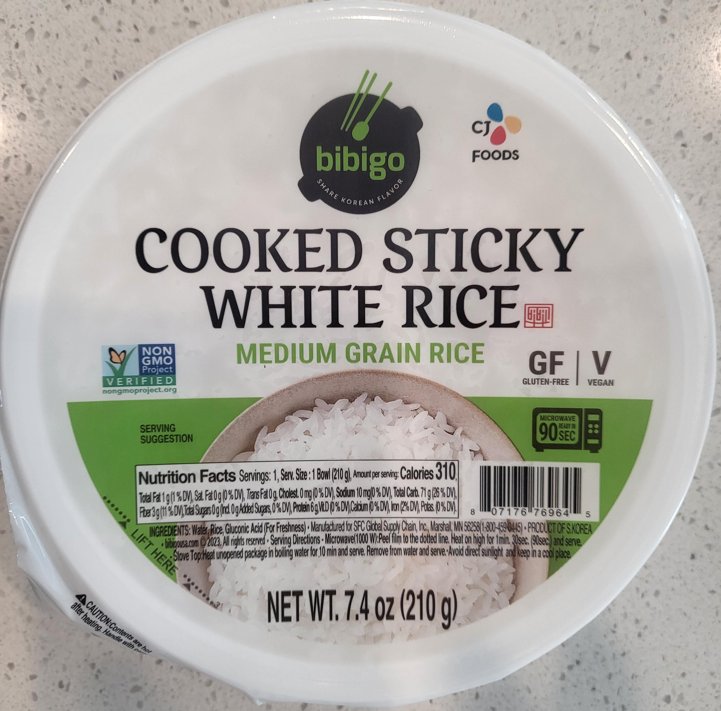 Add On-Cooked Sticky White Rice 1 pack - ADD ON ONLY to Snack Box Orders, Microwavable White Rice, Medium Grain Rice, One Portion 210 gram
