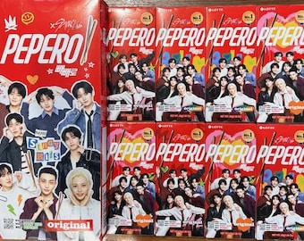 Stray Kids Pepero Box (8 Packs per Carton) – Korean Snack Gift, Kpop Snack, STAY Korean Snack, Chocolate Cookie Stick, GIFT for Kpop Fan