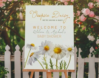 Daisy Baby Shower Welcome Sign: Editable Floral Template (Digital Download