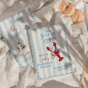 Maine Coastal Bachelorette Invitation: Lobster Theme (Editable, Digital PDF) image 2