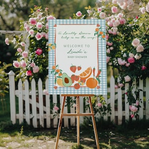 Locally Grown Baby Shower Welcome Sign, Farmers Market Baby Shower Invite, Homegrown, Printed or Instant Editable Welcome Sign Template