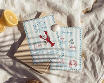 Maine Coastal Bachelorette Invitation: Lobster Theme (Editable, Digital PDF)