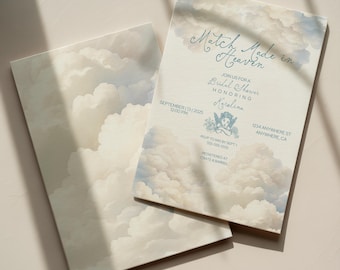 Celestial Bridal Shower Invitation: Elegant Clouds, Editable Template (PDF & JPG Files)