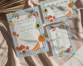 Locally Grown Baby Shower Invitation, Farmers Market Baby Shower Invite, Homegrown, Printed or Instant Editable Template