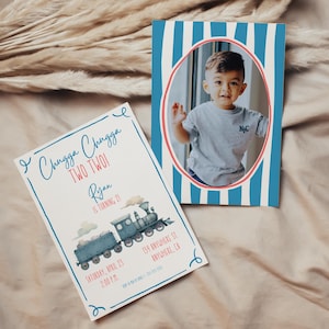 Chugga Chugga TWO TWO Train Birthday Invitation | Boys Second Birthday Invitation | Cho Cho I&#39;m Two, Digital Download | Train Birthday