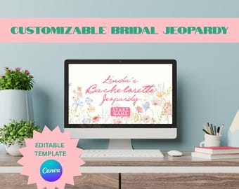 Bachelorette Jeopardy Game: Editable Bridal Shower Party (Canva)
