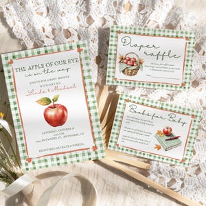 Fall Baby Shower Invitation Set, Apple Of Our Eye Baby Shower Invitation, Apple Baby Shower Digital Invite Template, Fall Baby Shower Invite