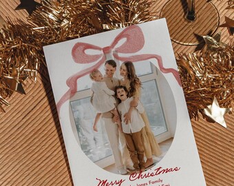 Minimalist Christmas Card | Hand-Drawn Bow, Modern Handwriting (Digital Download)