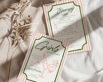 Girls Gone Mild Bachelorette Itinerary Invitation (Canva Editable)