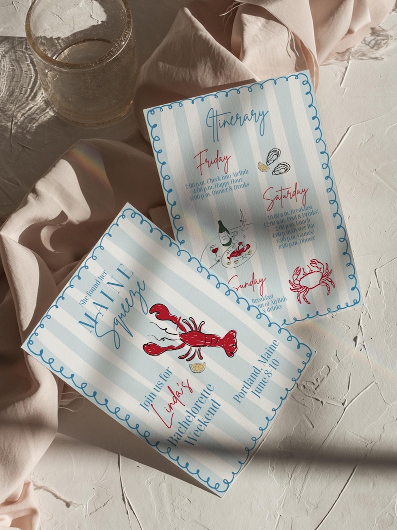 Maine Coastal Bachelorette Invitation: Lobster Theme (Editable, Digital PDF) image 5