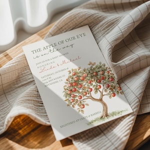 Fall Baby Shower Invitation Set, Apple Of Our Eye Baby Shower Invitation, Apple Baby Shower Digital Invite Template, Fall Baby Shower Invite